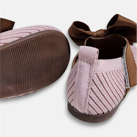 Baby Knit Booties Bow Pink