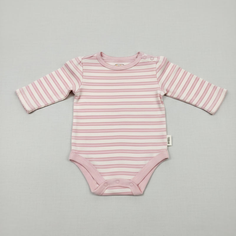 Baby Girl's Pink & White Horizontal Striped Long-Sleeve Bodysuit