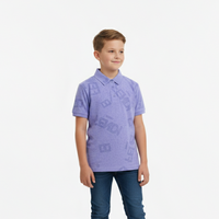 Kids' All-Over Print Short Sleeve Polo Blue Zubaidas - View 2