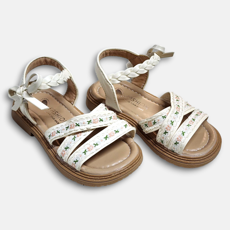 Girl Bow Sandal White Zubaidas
