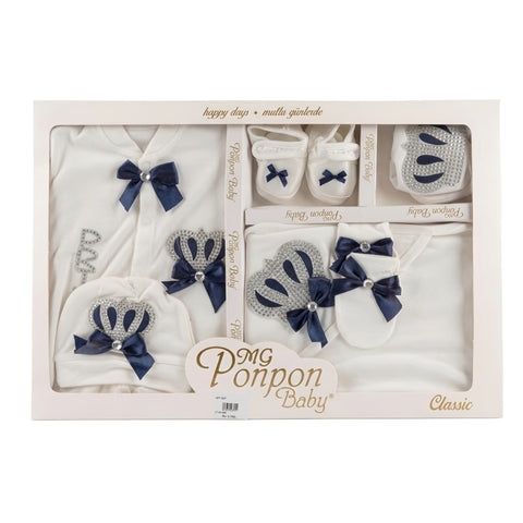 Baby Classic Royal Gift Set – White & Navy Zubaidas