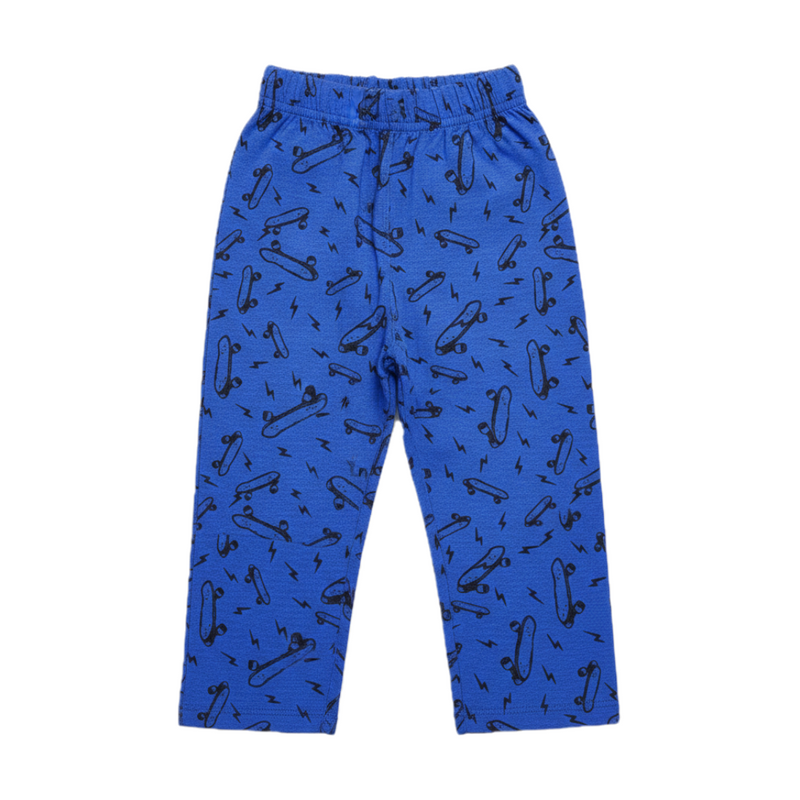 Sporty Blue Polo & Skateboard Print Night Suit Zubaidas