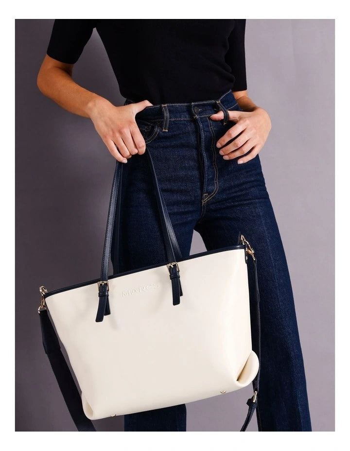 Elegant Cream and Black Tote Bag by MARCS