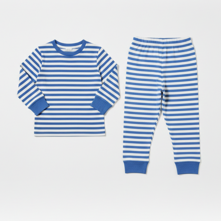 Toddler Two Piece Organic Cotton Pajama Set Blue Zubaidas