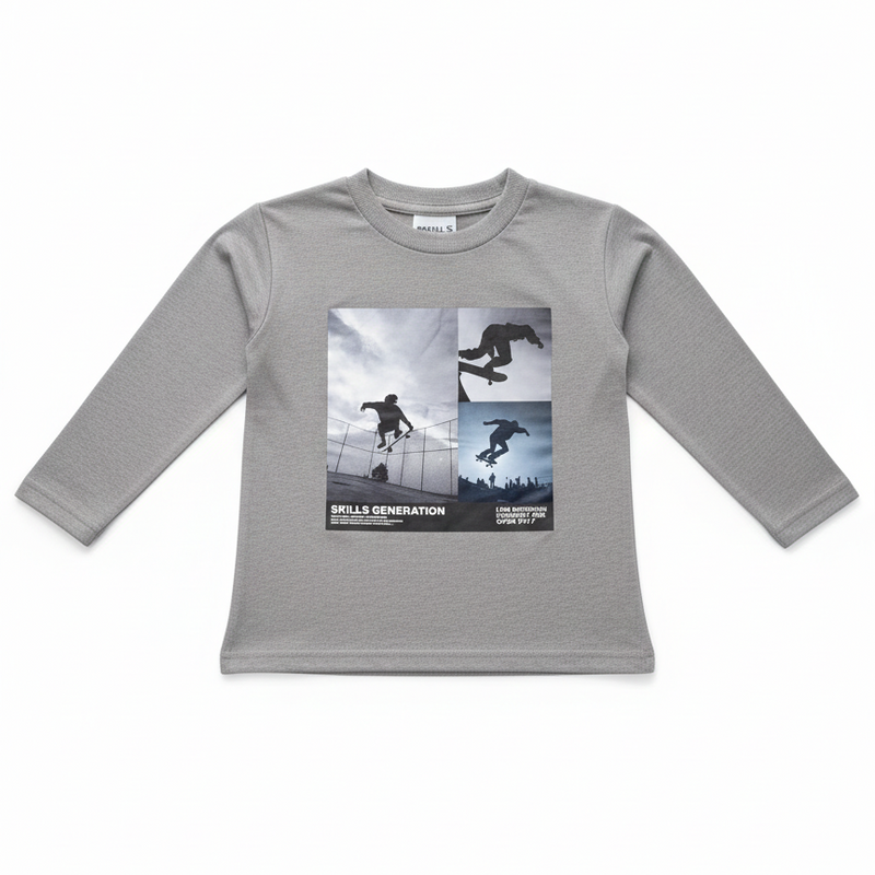 Boys Urban Skate Print Long Sleeve Cotton Shirt Zubaidas