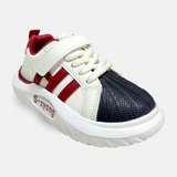 Boys Sneakers with Red Stripe Cream & Black