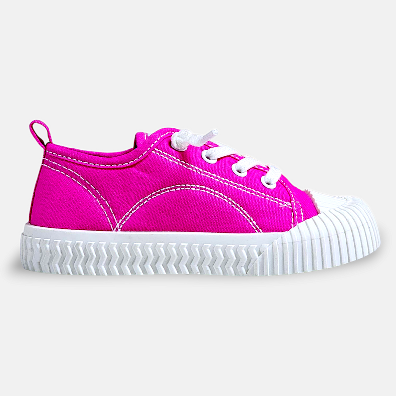 Girls' Bright Pink Canvas Sneakers