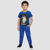 Sporty Blue Polo & Skateboard Print Night Suit Zubaidas - View 1