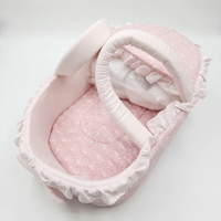 Baby Girl Soft Portable Carry Cot Basket With Bow - View 2