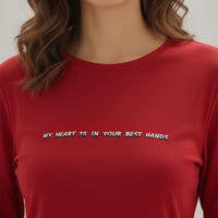 Cosy Winter Heart Print Sleepwear long sleeve Red Zubaidas - View 2