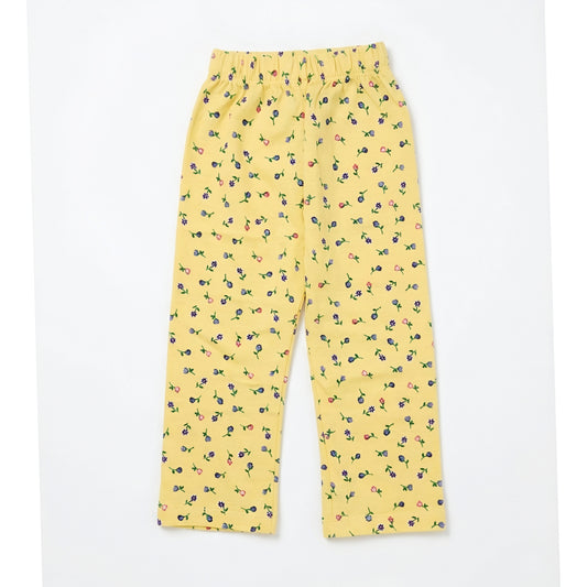 Girls Floral Print Cotton – Bright Yellow Zubaidas