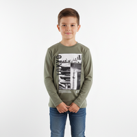Boys Long Sleeve Olive Cotton Tokyo Graphic Print Zubaidas - View 1