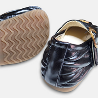 Spring Autum Girl Pump Black Pleated Texture PU Leather - View 4