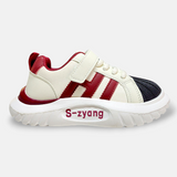 Boys Sneakers with Red Stripe Cream & Black