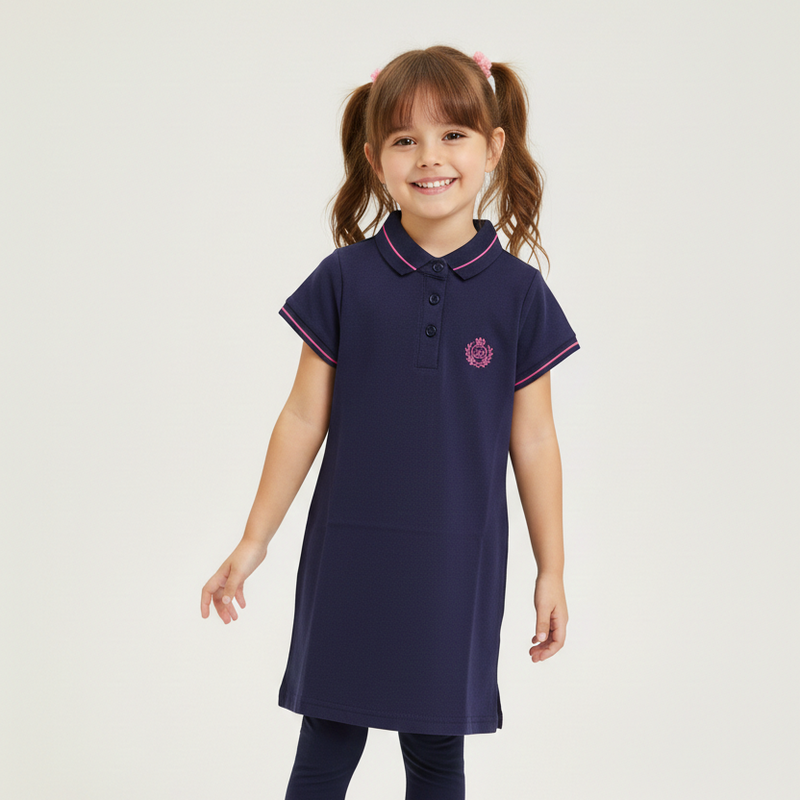 Girls' Navy Blue Short-Sleeve Polo Zubaidas