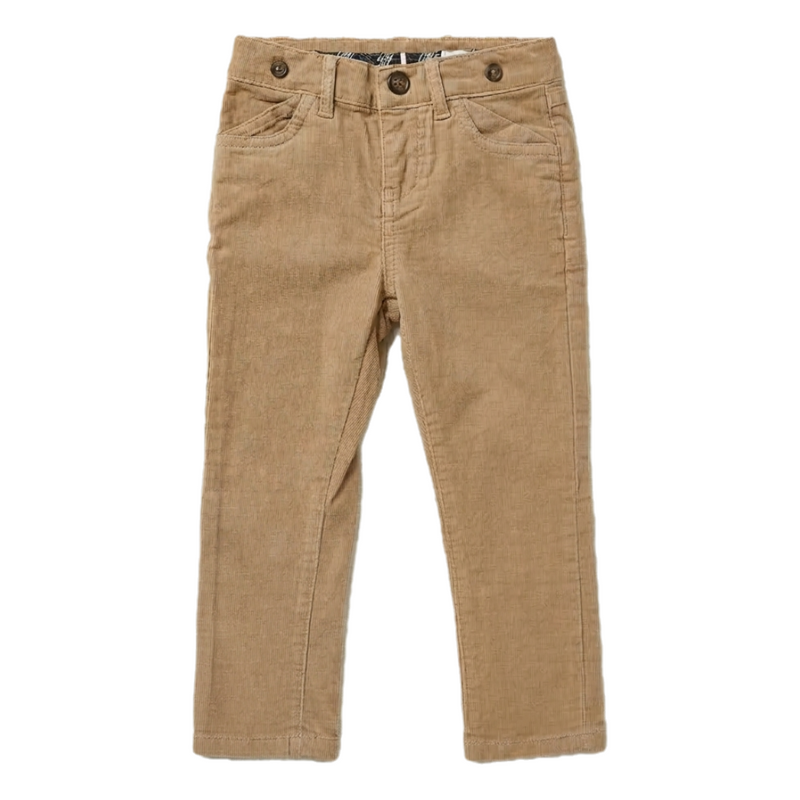 Boys' Slim Fit Corduroy Trousers – Sand Beige Zubaidas