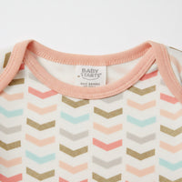 Long-Sleeve Cotton Baby Bodysuit with Pastel Chevron Pattern Zubaidas - View 2