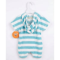 Turquoise & White Striped Hooded Toweling Romper Zubaidas - View 2