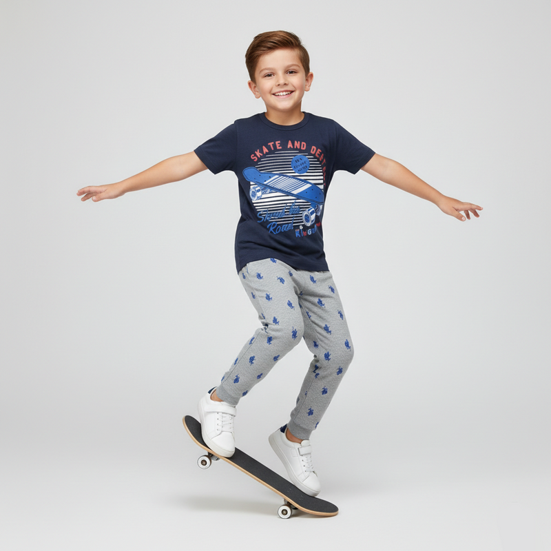 Kids 2 Piece Night Suit Skateboard Graphic Zubaidas