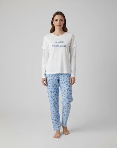 Women’s Long Sleeve Layered Tee & Heart Print Loungewear Zubaidas
