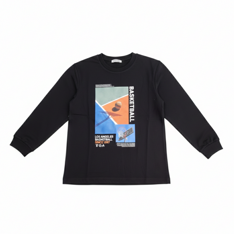 Boys Los Angeles Basketball Graphic Long Sleeve Tee Black Zubaidas