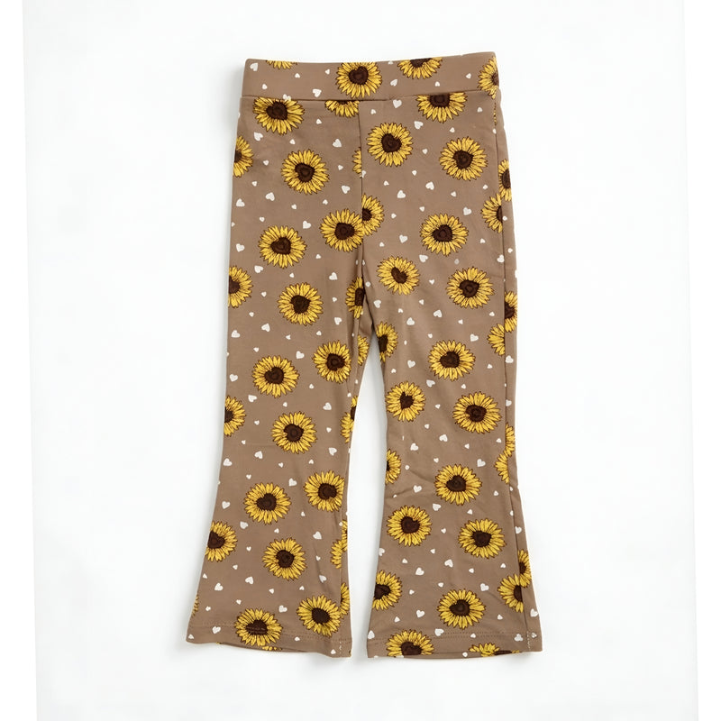 Toddler Girls' Sunflower & Heart Print Flare Leggings Zubaidas
