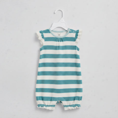 Baby Girl’s Nautical Striped Sun-Suit with Flutter Sleeves Zubaidas