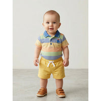 Baby Boy 2-Piece Summer Set Multi-Color Striped Polo & Yellow Shorts Zubaidas - View 1