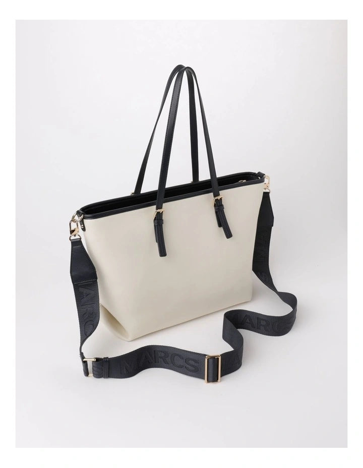 Elegant Cream and Black Tote Bag by MARCS