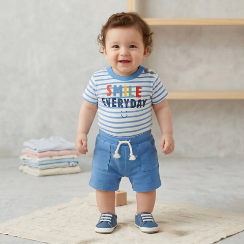 Infant 2-Piece Blue Stripe Nautical Summer Set Zubaidas