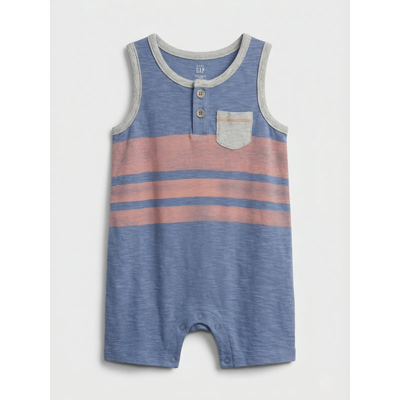 Baby GAP Casual Summer Romper Blue & Peach Stripe Zubaidas