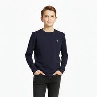 Boys Premium Cotton Long Sleeve Crewneck T-Shirt Navy Blue Zubaidas - View 1